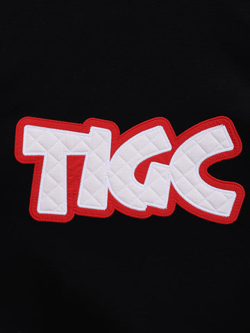 Men's Black Relaxed Fit Embroided Casual Sweatshirt