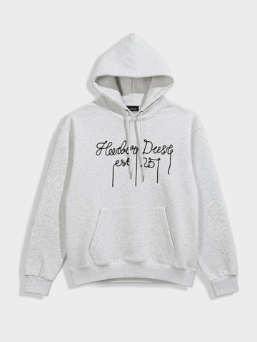 Men's Grey Relaxed Fit Embroided Casual Sweatshirt