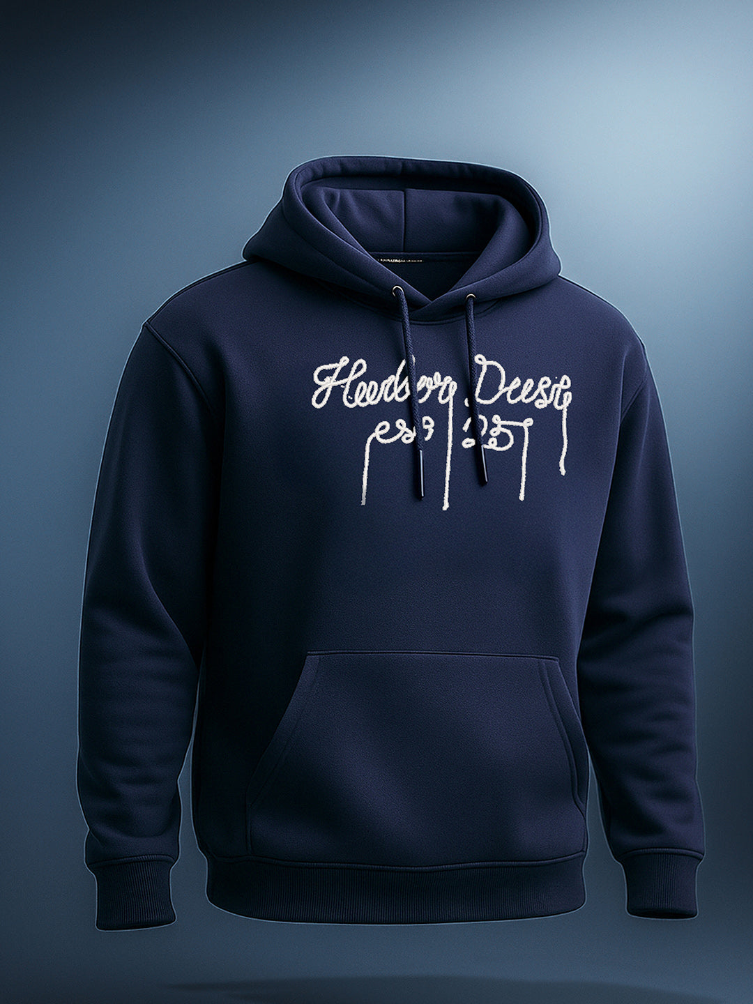 Men's Blue Relaxed Fit Embroided Casual Sweatshirt