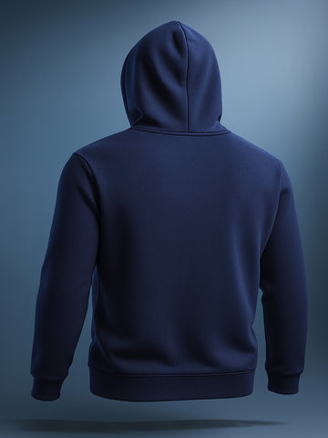 Men's Blue Relaxed Fit Embroided Casual Sweatshirt