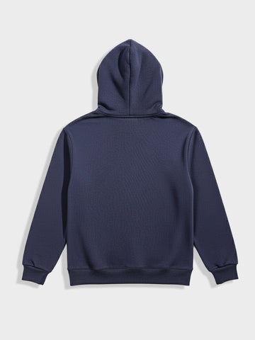 Men's Blue Relaxed Fit Embroided Casual Sweatshirt