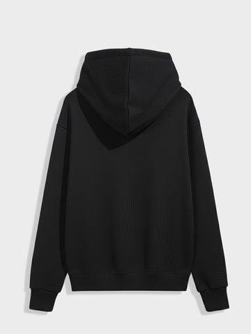 Men's Black Relaxed Fit Embroided Casual Sweatshirt