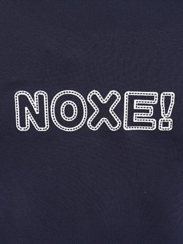 Men's Blue Relaxed Fit Embroided Casual Sweatshirt