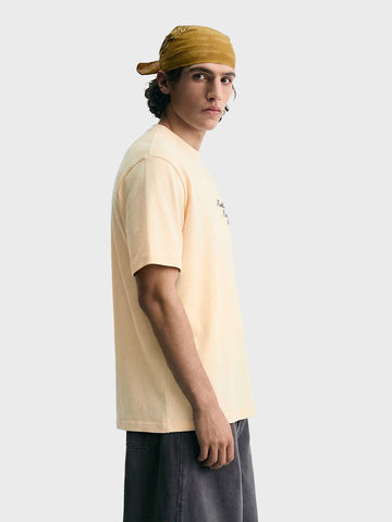 Men's Cream Relaxed Fit Embroidered Casual T-Shirt