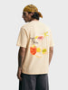 Men's Cream Relaxed Fit Embroidered Casual T-Shirt