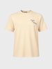 Men's Cream Relaxed Fit Embroidered Casual T-Shirt