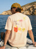 Men's Cream Relaxed Fit Embroidered Casual T-Shirt