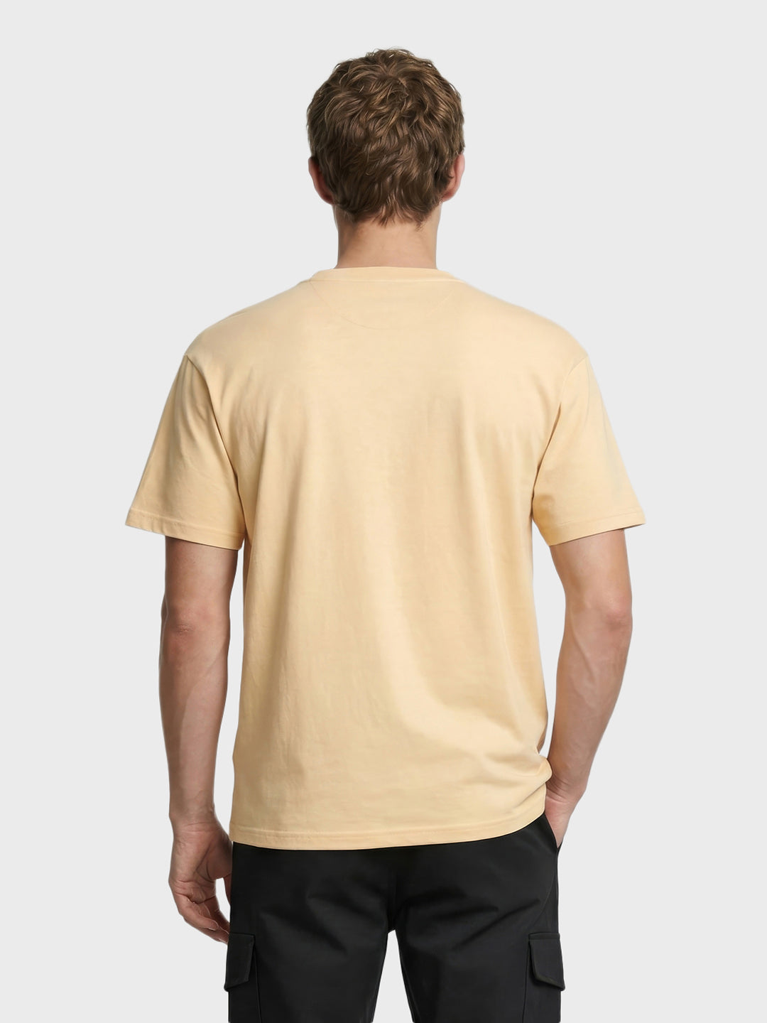 Men's Beige Relaxed Fit Printed Casual T-Shirt