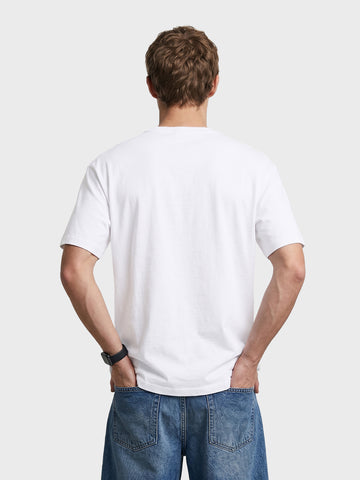 Men's White Relaxed Fit Printed Casual T-Shirt