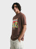 Men's Brown Relaxed Fit Graphic Printed Casual T-Shirt