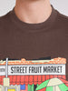 Men's Brown Relaxed Fit Graphic Printed Casual T-Shirt