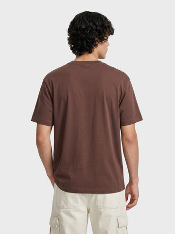 Men's Brown Relaxed Fit Graphic Printed Casual T-Shirt