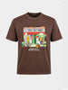 Men's Brown Relaxed Fit Graphic Printed Casual T-Shirt