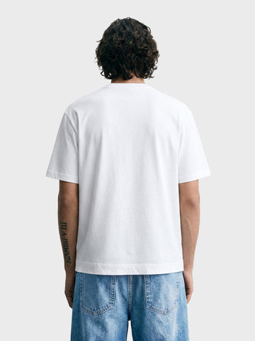 Men's White Relaxed Fit Printed Casual T-Shirt
