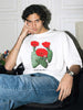 Men's White Relaxed Fit Printed Casual T-Shirt