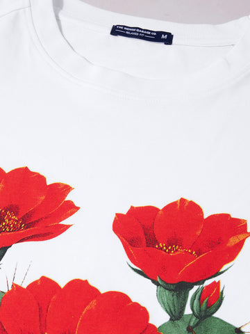 Men's White Relaxed Fit Printed Casual T-Shirt
