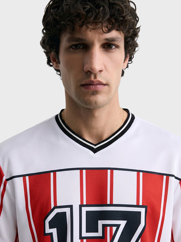 Men's White Oversized Fit Graphic Printed Casual T-Shirt