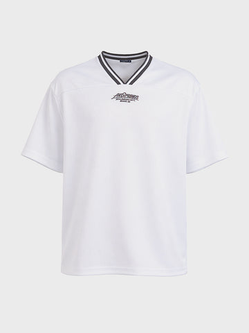 Men's White Relaxed Fit Embroidered Casual T-Shirt