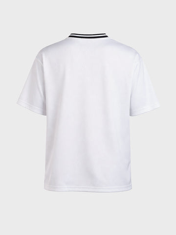 Men's White Relaxed Fit Embroidered Casual T-Shirt