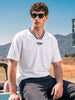 Men's White Relaxed Fit Embroidered Casual T-Shirt