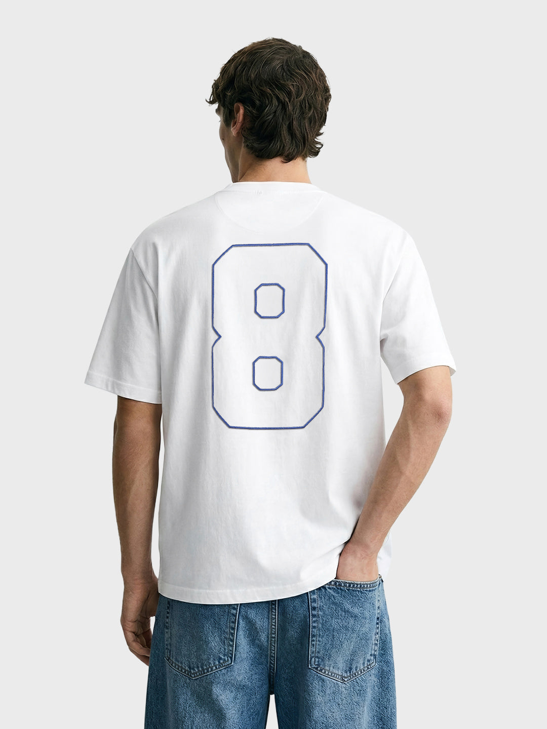 Men's White Relaxed Fit Embroidered Casual T-Shirt