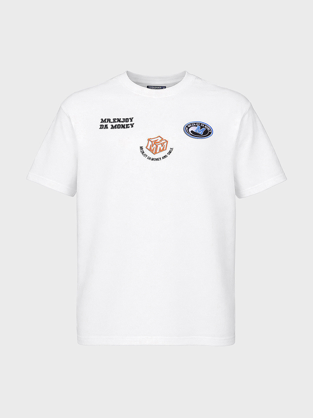 Men's White Relaxed Fit Embroidered Casual T-Shirt