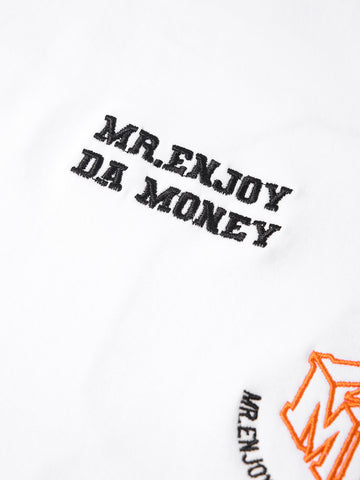 Men's White Relaxed Fit Embroidered Casual T-Shirt