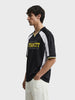 Men's Black Oversized Fit Graphic Printed Casual T-Shirt