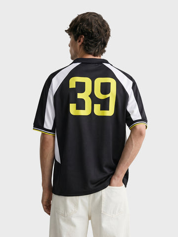 Men's Black Oversized Fit Graphic Printed Casual T-Shirt