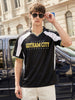Men's Black Oversized Fit Graphic Printed Casual T-Shirt