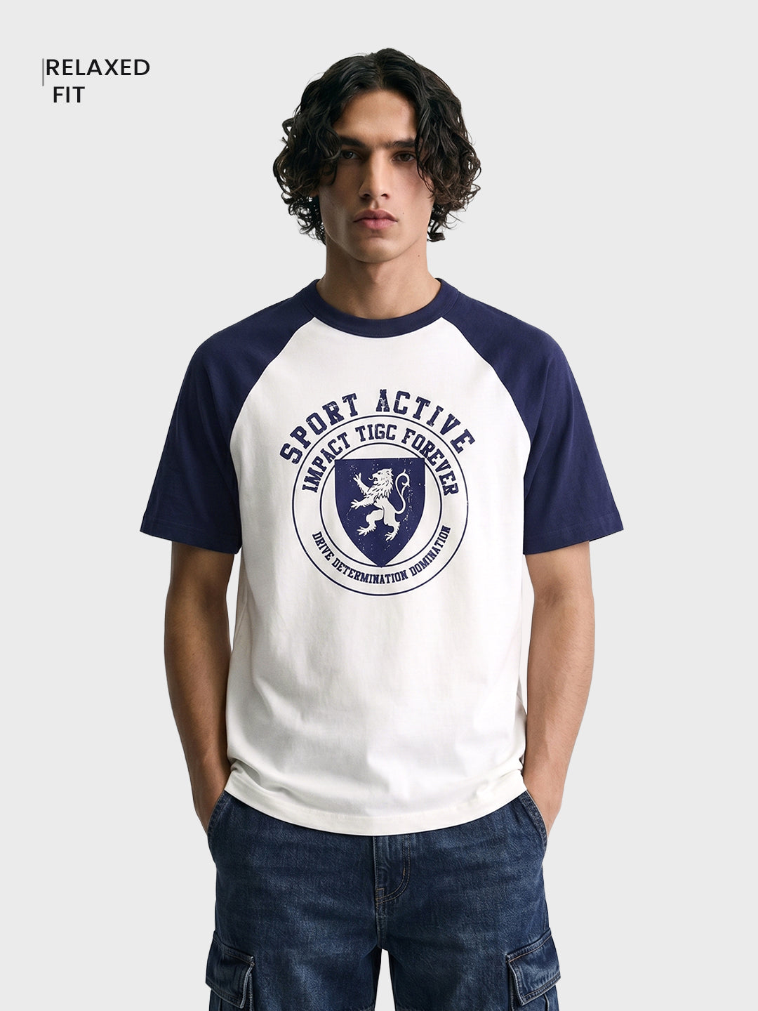 Men's White Relaxed Fit Graphic Printed Casual T-Shirt