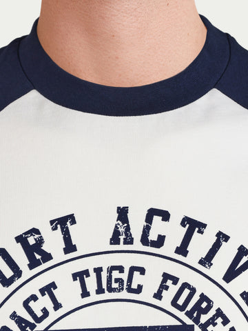 Men's White Relaxed Fit Graphic Printed Casual T-Shirt