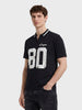 Men's Black Relaxed Fit Graphic Printed Casual Polo T-Shirt