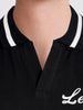 Men's Black Relaxed Fit Graphic Printed Casual Polo T-Shirt
