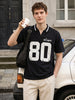 Men's Black Relaxed Fit Graphic Printed Casual Polo T-Shirt