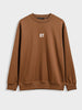Men's Brown Relaxed Fit Embroided Casual Sweatshirt