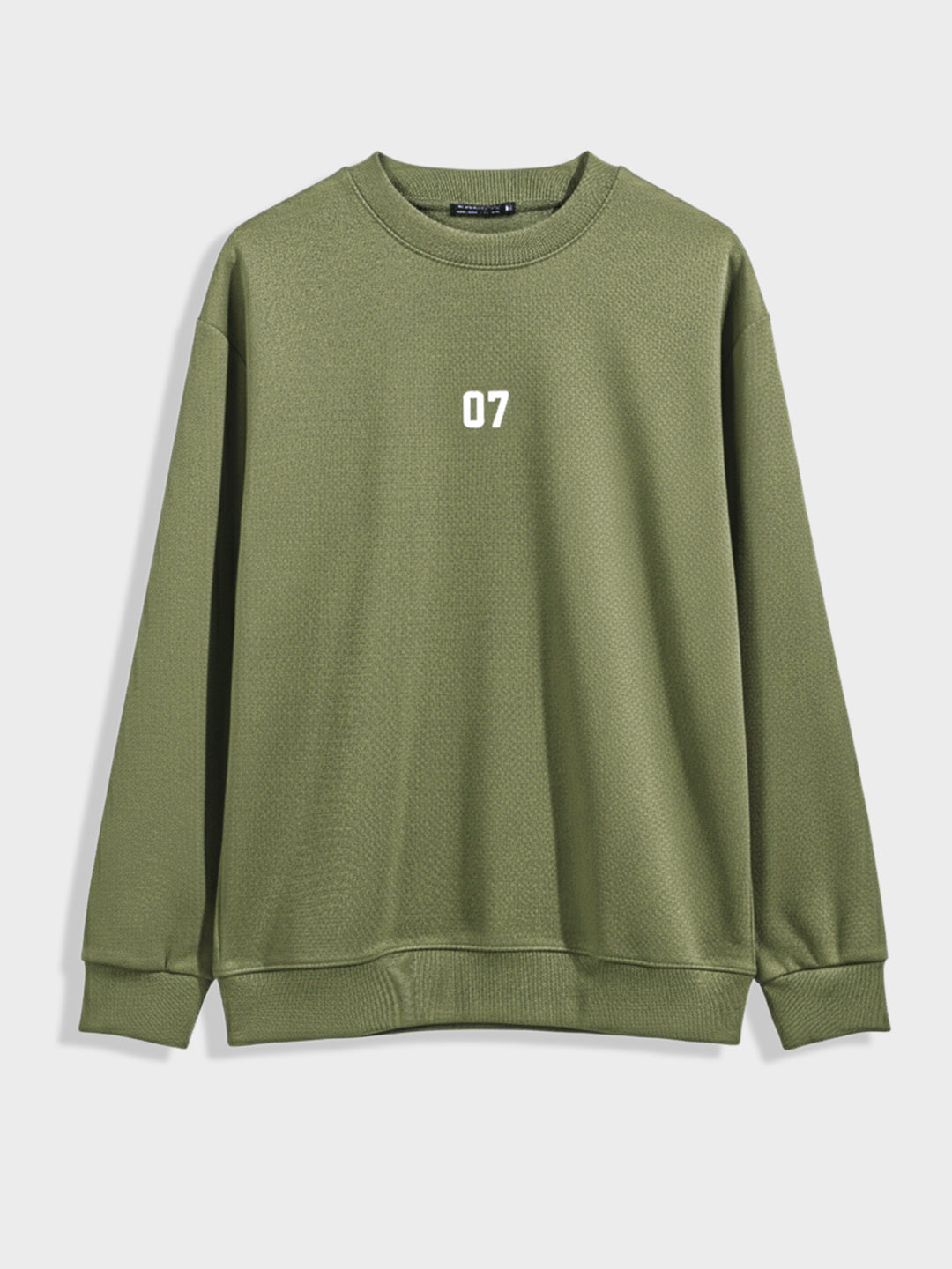 Men's Olive Relaxed Fit Embroided Casual Sweatshirt
