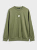 Men's Olive Relaxed Fit Embroided Casual Sweatshirt