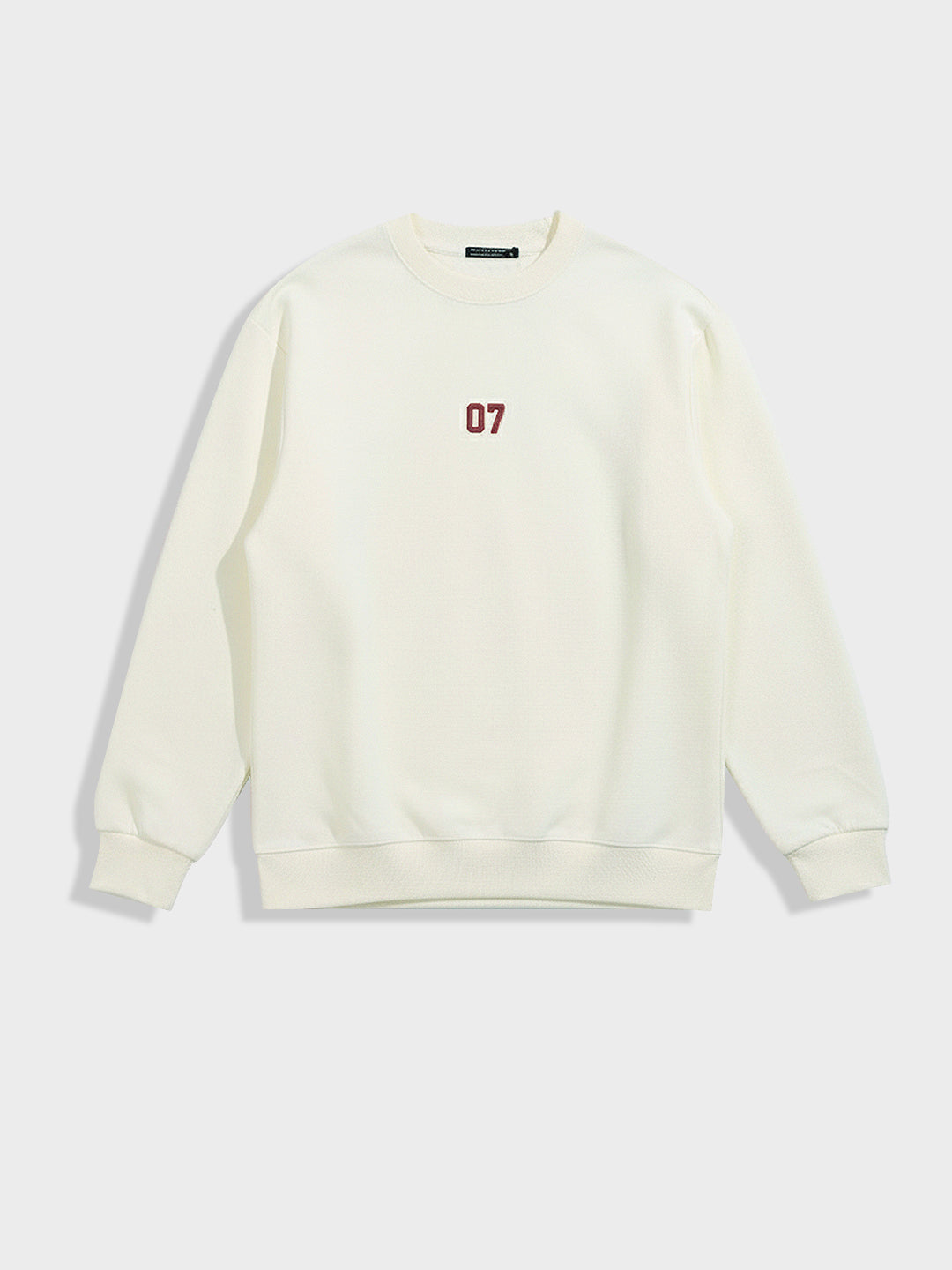 Men's Cream Relaxed Fit Embroided Casual Sweatshirt