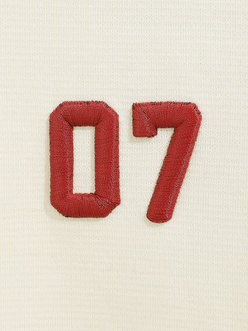 Men's Cream Relaxed Fit Embroided Casual Sweatshirt