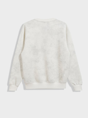 Men's Cream Relaxed Fit Printed Casual Sweatshirt