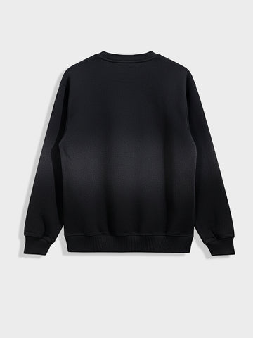 Men's Black Relaxed Fit Printed Casual Sweatshirt