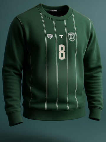 Men's Green Relaxed Fit Printed Casual Sweatshirt