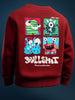 Men's Red Relaxed Fit Embroided Casual Sweatshirt