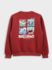 Men's Red Relaxed Fit Embroided Casual Sweatshirt