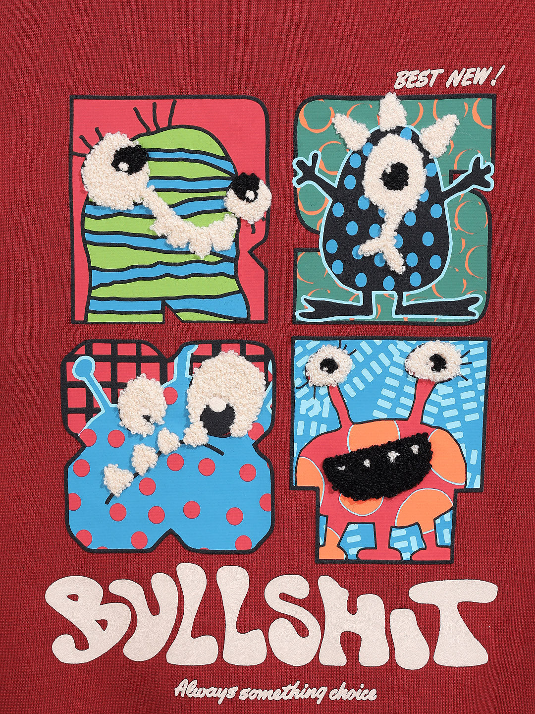 Men's Red Relaxed Fit Embroided Casual Sweatshirt