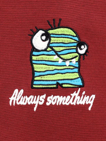 Men's Red Relaxed Fit Embroided Casual Sweatshirt