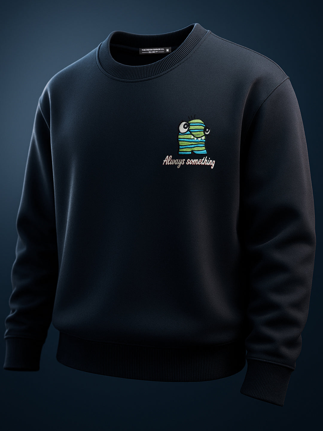 Men's Grey Relaxed Fit Embroided Casual Sweatshirt