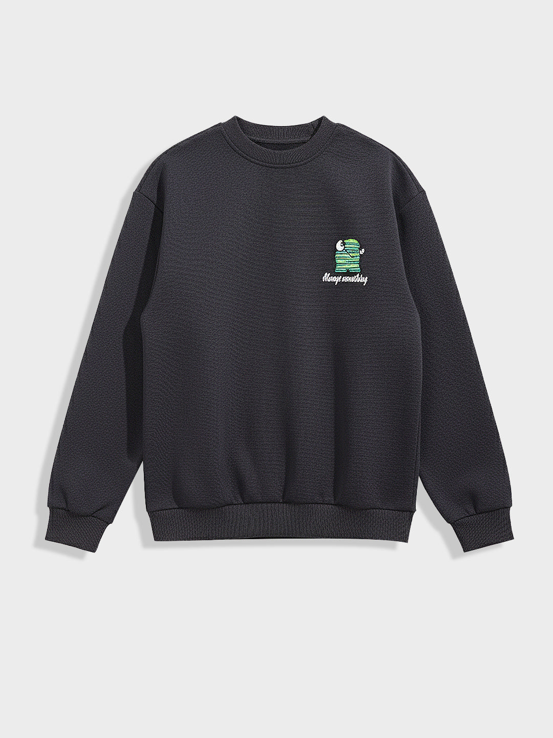 Men's Grey Relaxed Fit Embroided Casual Sweatshirt