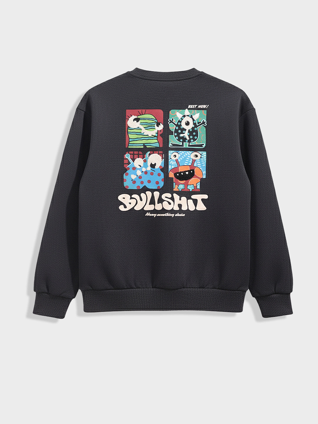 Men's Grey Relaxed Fit Embroided Casual Sweatshirt